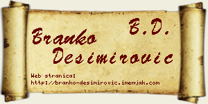 Branko Desimirović vizit kartica